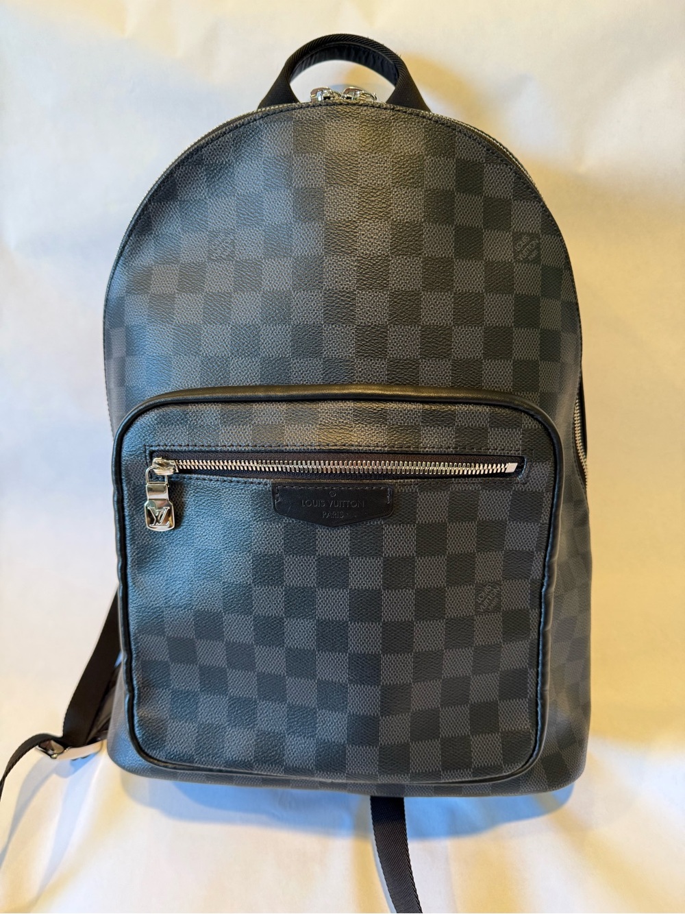 Louis Vuitton Black Damier Graphite Backpack with Front Zip Pocket
